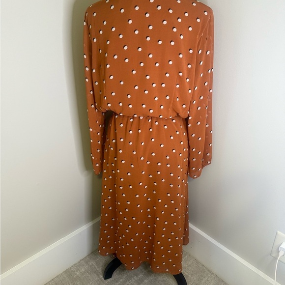 Alfani Rust Polka Dot Long Sleeve Dress - Picture 8 of 12